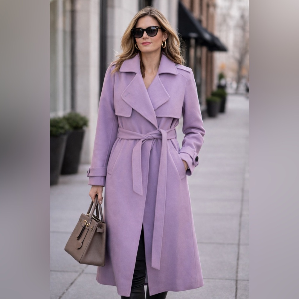 Michael Kors Lavender Belted Pea Coat